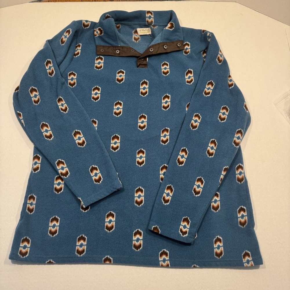 Wrangler Boys 18H Husky Southwestern Fleece Pullover Snap Neck Blue Western